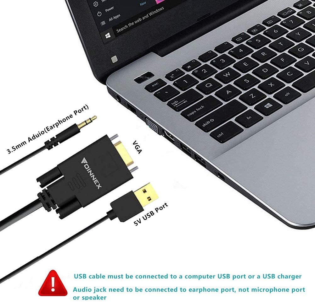 FOINNEX VGA to HDMI Adapter/Converter Cable with Audio,1080P,Convert VGA Source (PC) in HDMI Connector of Monitor,TV. Active Male VGA-HDMI Out Lead Video Adattatore Cord for Computer,Laptop,Projector FOINNEX VGA to HDMI Adapter/Converter Cable with Audio,1080P,Convert VGA Source (PC) in HDMI Connector of Monitor,TV. Active Male VGA-HDMI Out Lead Video Adattatore Cord for Computer,Laptop,Projector